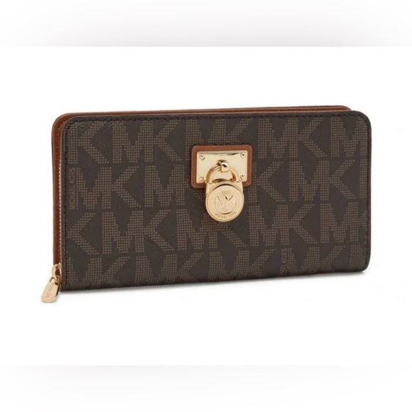 Michael Kors Handbags - Michael Kors Dark Brown Wallet with Gold Lock